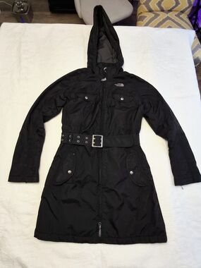 The North Face Black Hooded Belted Trench Coat